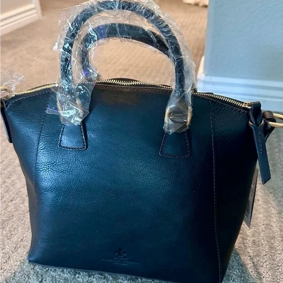 Dooney & Bourke Black and Gold Naomi Satchel with Textured Leather Finish - Picture 3 of 5